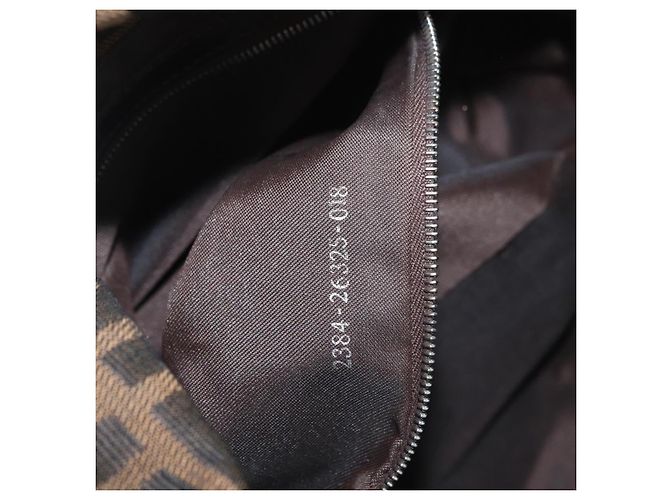 FENDI Zucca Canvas Mamma Baguette Shoulder Bag Black Brown Auth 179387V Marrone Nero - vista 11