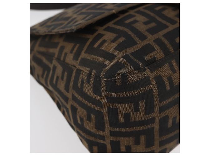 FENDI Zucca Canvas Mamma Baguette Shoulder Bag Black Brown Auth 179387V Marrone Nero - vista 14
