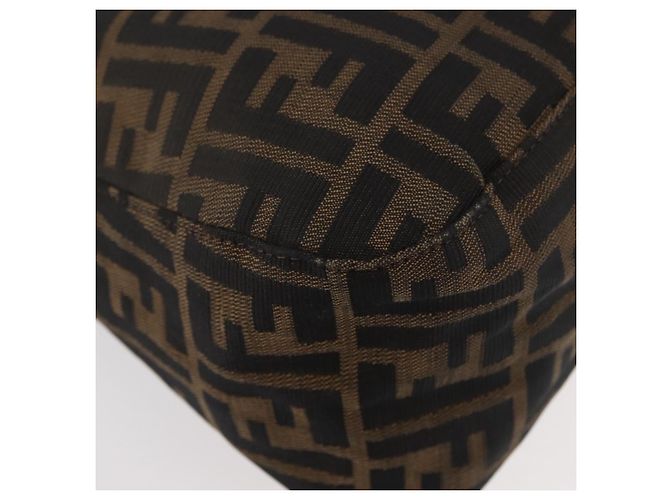 FENDI Zucca Canvas Mamma Baguette Shoulder Bag Black Brown Auth 179387V Marrone Nero - vista 16