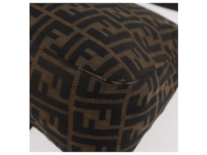 FENDI Zucca Canvas Mamma Baguette Shoulder Bag Black Brown Auth 179387V Marrone Nero - vista 17