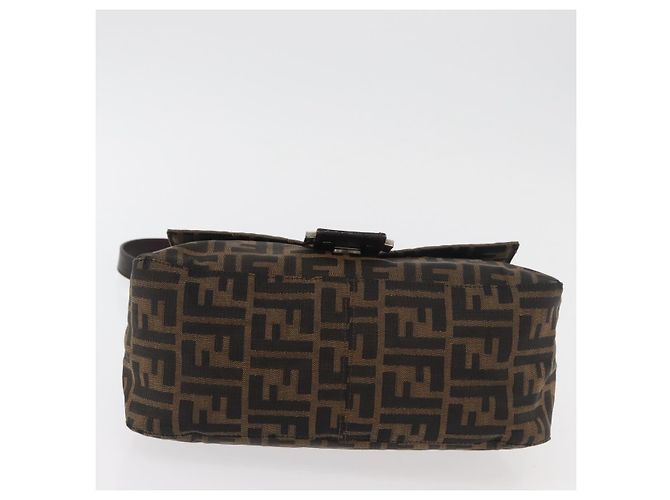 FENDI Zucca Canvas Mamma Baguette Shoulder Bag Black Brown Auth 179387V Marrone Nero - vista 5