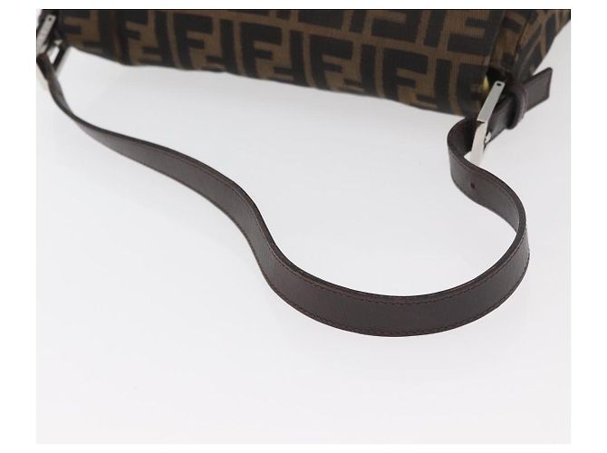 FENDI Zucca Canvas Mamma Baguette Shoulder Bag Black Brown Auth 179387V Marrone Nero - vista 7