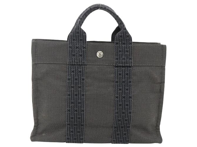 Hermès HERMES Her LinePM Handtasche Canvas Grau Silber Authentisch 179763A Braun - Ansicht 13
