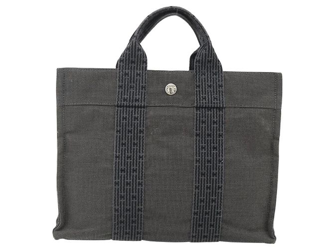 Hermès HERMES Her LinePM Handtasche Canvas Grau Silber Authentisch 179763A Braun - Ansicht 2