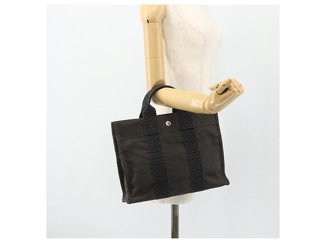 Hermès HERMES Her LinePM Handtasche Canvas Grau Silber Authentisch 179763A Braun - Ansicht 20