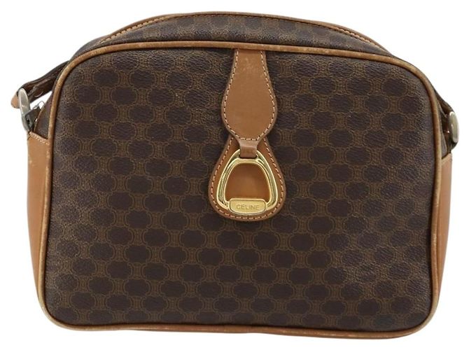 Céline Borsa a Spalla CELINE Macadam Canvas PVC Pelle Marrone Oro Auth BA12535 D'oro - vista 13