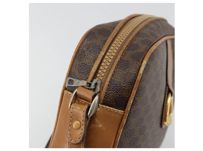 Céline Borsa a Spalla CELINE Macadam Canvas PVC Pelle Marrone Oro Auth BA12535 D'oro - vista 18