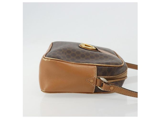 Céline Borsa a Spalla CELINE Macadam Canvas PVC Pelle Marrone Oro Auth BA12535 D'oro - vista 3