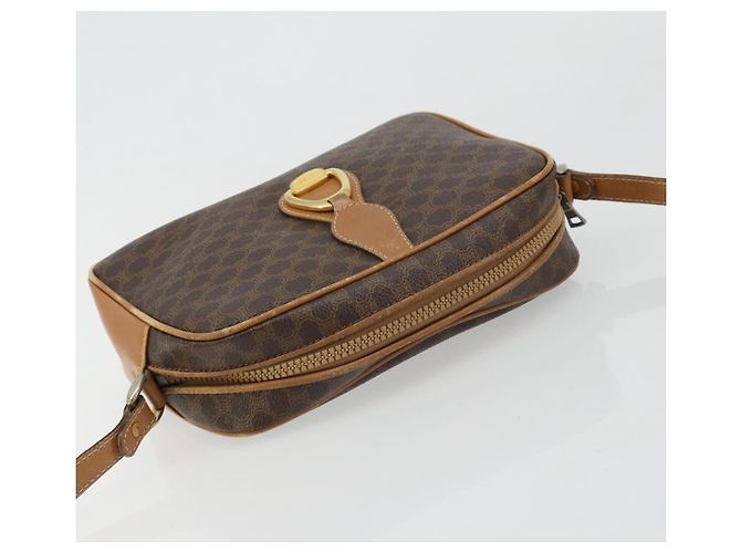 Céline Borsa a Spalla CELINE Macadam Canvas PVC Pelle Marrone Oro Auth BA12535 D'oro - vista 6