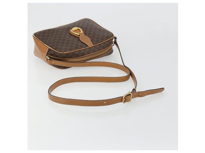 Céline Borsa a Spalla CELINE Macadam Canvas PVC Pelle Marrone Oro Auth BA12535 D'oro - vista 7