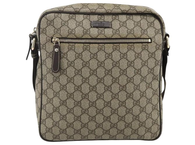 Sac à bandoulière GUCCI GG Supreme en PVC et cuir Beige Or 201448 Auth 177612A Doré - vue 13