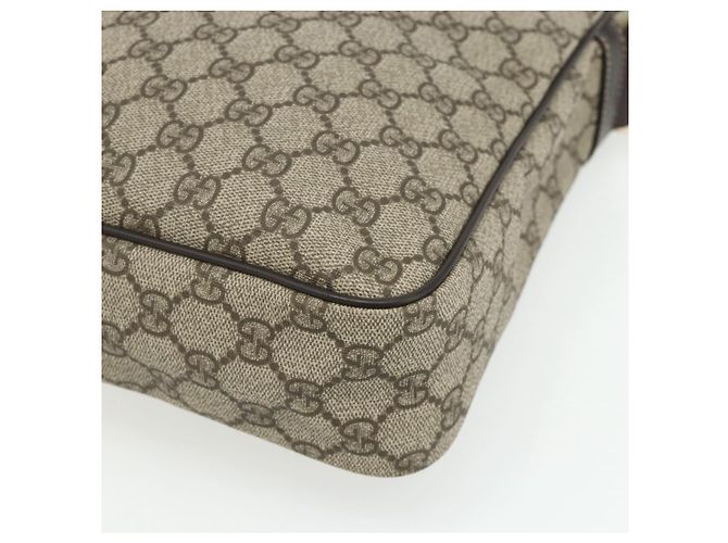 Sac à bandoulière GUCCI GG Supreme en PVC et cuir Beige Or 201448 Auth 177612A Doré - vue 14