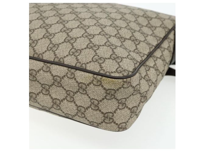 Sac à bandoulière GUCCI GG Supreme en PVC et cuir Beige Or 201448 Auth 177612A Doré - vue 16