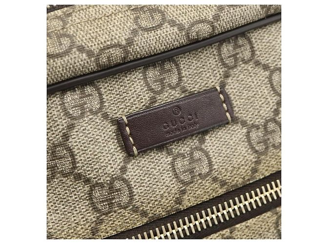 Sac à bandoulière GUCCI GG Supreme en PVC et cuir Beige Or 201448 Auth 177612A Doré - vue 18