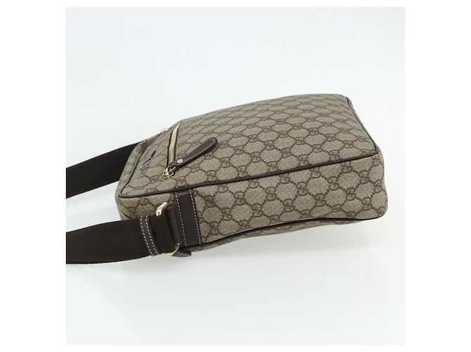 Sac à bandoulière GUCCI GG Supreme en PVC et cuir Beige Or 201448 Auth 177612A Doré - vue 3