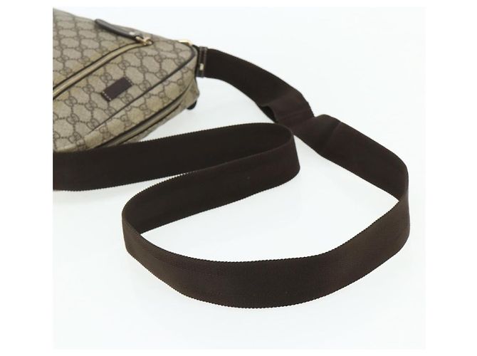 Sac à bandoulière GUCCI GG Supreme en PVC et cuir Beige Or 201448 Auth 177612A Doré - vue 7