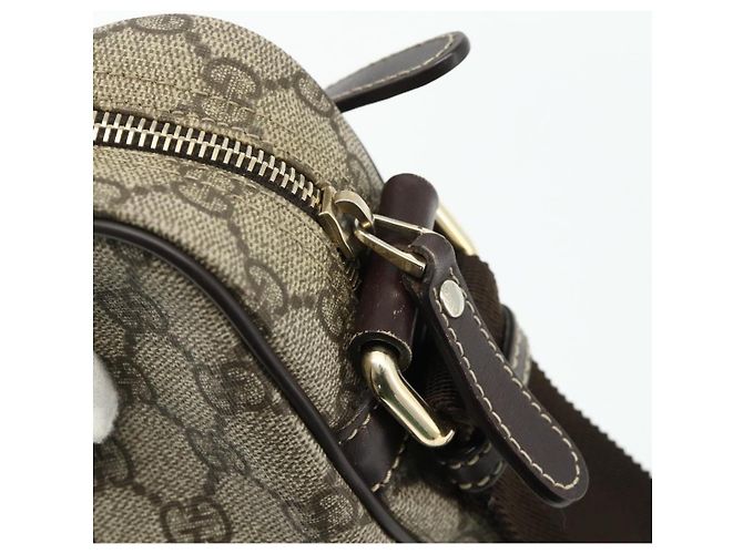 Sac à bandoulière GUCCI GG Supreme en PVC et cuir Beige Or 201448 Auth 177612A Doré - vue 9