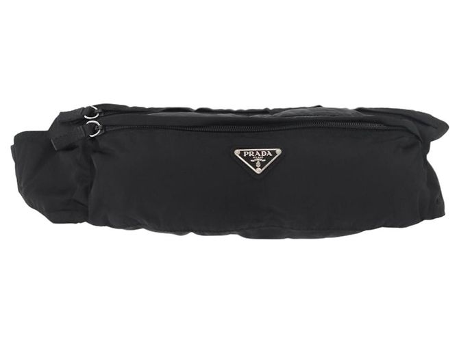 Pochete PRADA Nylon Preto Prata Auth 180191 - vista 13