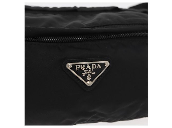 Pochete PRADA Nylon Preto Prata Auth 180191 - vista 17