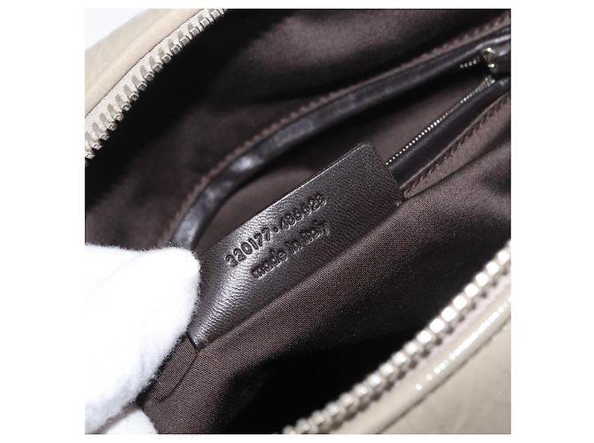 Borsa SAINT LAURENT in pelle verniciata Grigio Argento Auth 180031A Marrone - vista 11