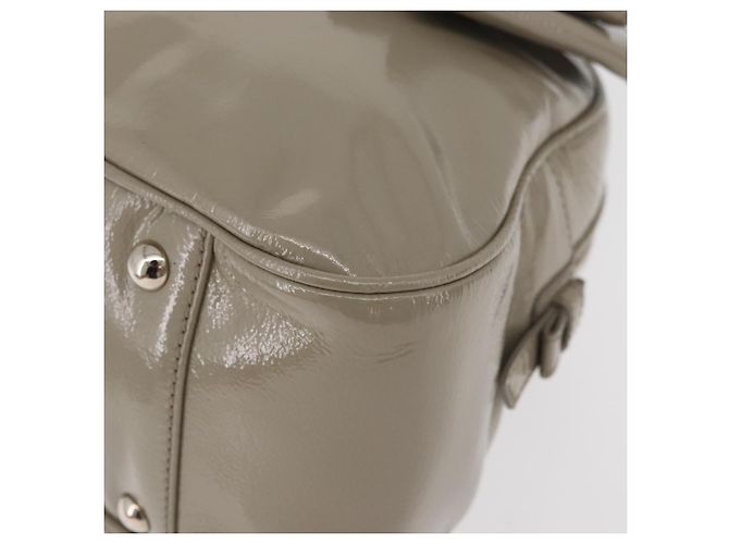 Borsa SAINT LAURENT in pelle verniciata Grigio Argento Auth 180031A Marrone - vista 14