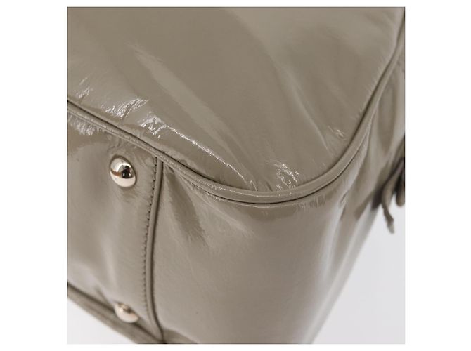 Borsa SAINT LAURENT in pelle verniciata Grigio Argento Auth 180031A Marrone - vista 16