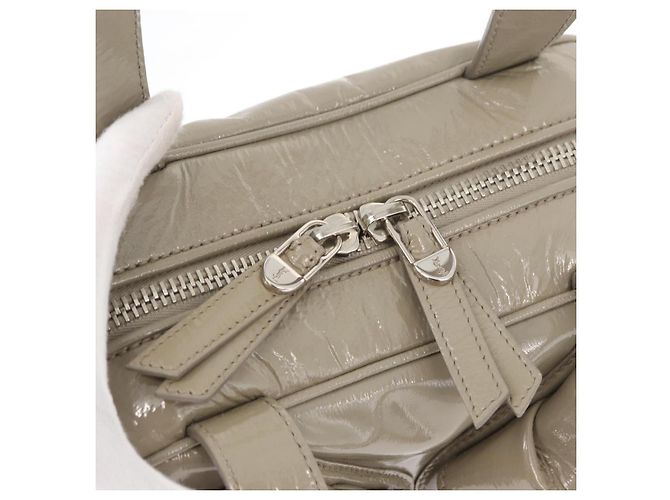 Borsa SAINT LAURENT in pelle verniciata Grigio Argento Auth 180031A Marrone - vista 17