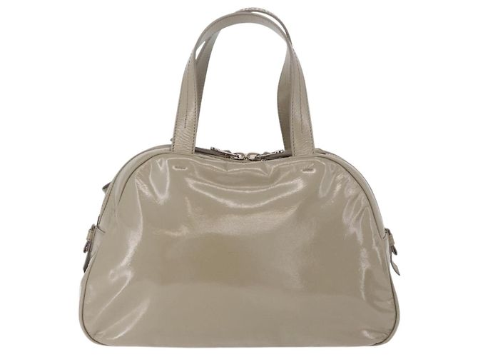 Borsa SAINT LAURENT in pelle verniciata Grigio Argento Auth 180031A Marrone - vista 2