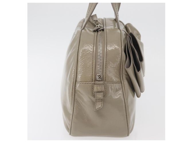 Borsa SAINT LAURENT in pelle verniciata Grigio Argento Auth 180031A Marrone - vista 4