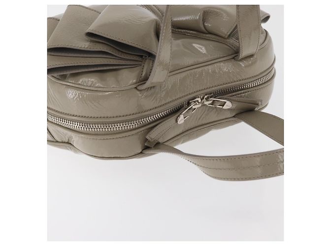 Borsa SAINT LAURENT in pelle verniciata Grigio Argento Auth 180031A Marrone - vista 6