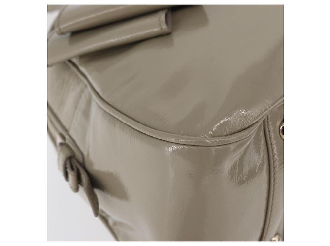 Borsa SAINT LAURENT in pelle verniciata Grigio Argento Auth 180031A Marrone - vista 9