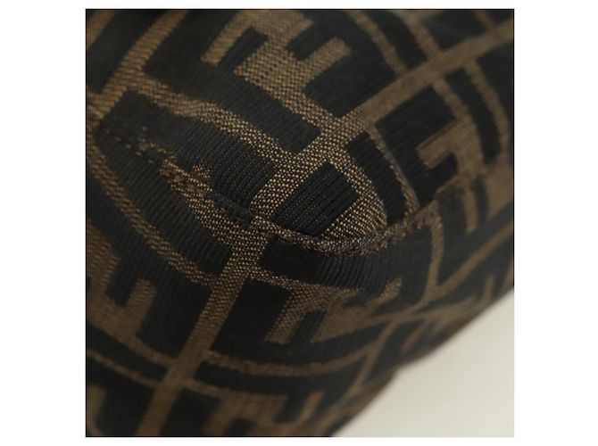 FENDI Zucca Canvas Mamma Baguette Schultertasche Schwarz Braun Auth 178747V - Ansicht 14