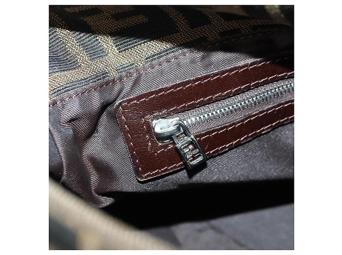 FENDI Zucca Canvas Mamma Baguette Schultertasche Schwarz Braun Auth 178747V - Ansicht 22