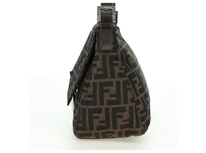 FENDI Zucca Canvas Mamma Baguette Schultertasche Schwarz Braun Auth 178747V - Ansicht 3