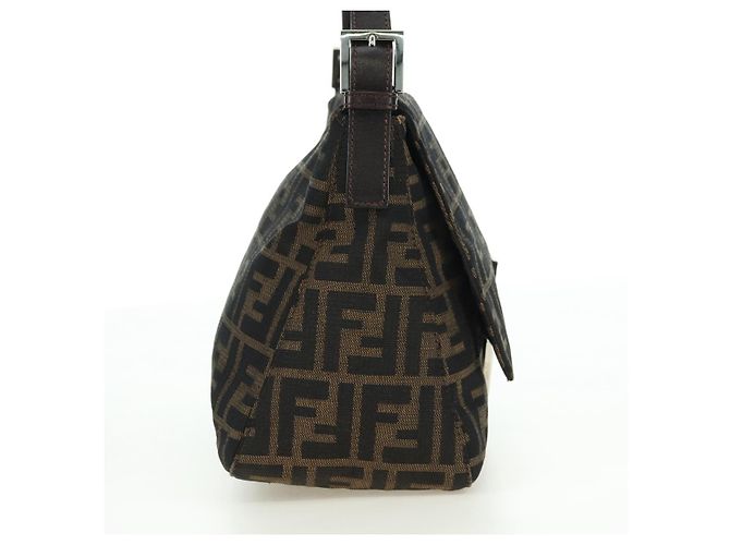 FENDI Zucca Canvas Mamma Baguette Schultertasche Schwarz Braun Auth 178747V - Ansicht 4