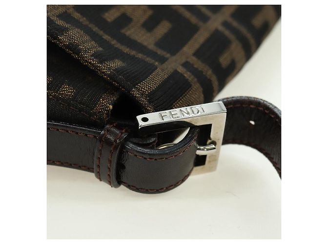 FENDI Zucca Canvas Mamma Baguette Schultertasche Schwarz Braun Auth 178747V - Ansicht 9