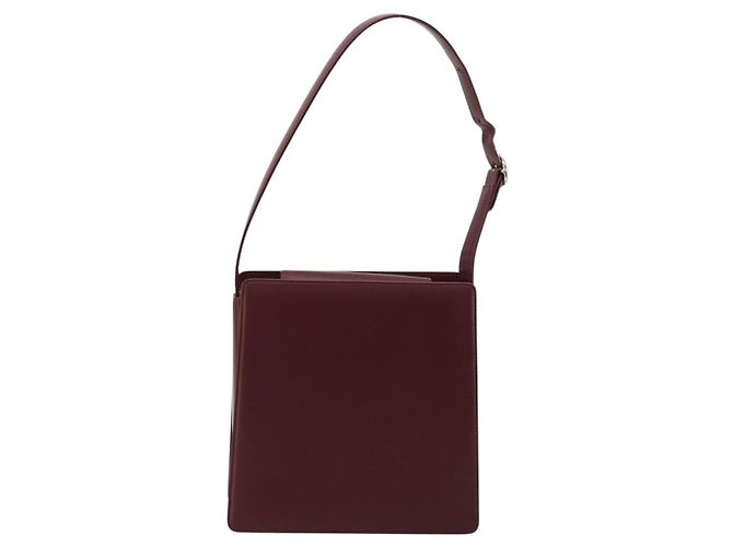 Borsa a Spalla BURBERRY Nova Check in Pelle Bordeaux Argento Auth ep14479 Bordò - vista 2