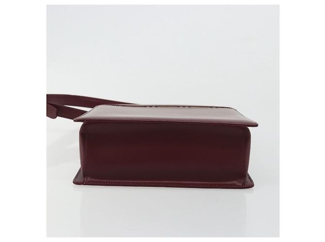 Borsa a Spalla BURBERRY Nova Check in Pelle Bordeaux Argento Auth ep14479 Bordò - vista 5
