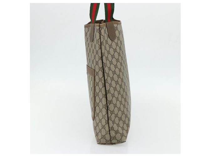 Borsa Tote GUCCI GG Supreme Web Sherry Line PVC Beige Red 3902003 Auth 180171 Rosso - vista 4