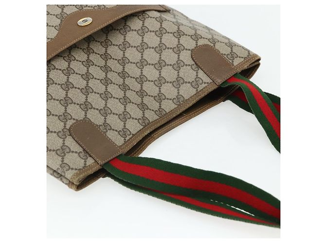 Borsa Tote GUCCI GG Supreme Web Sherry Line PVC Beige Red 3902003 Auth 180171 Rosso - vista 6