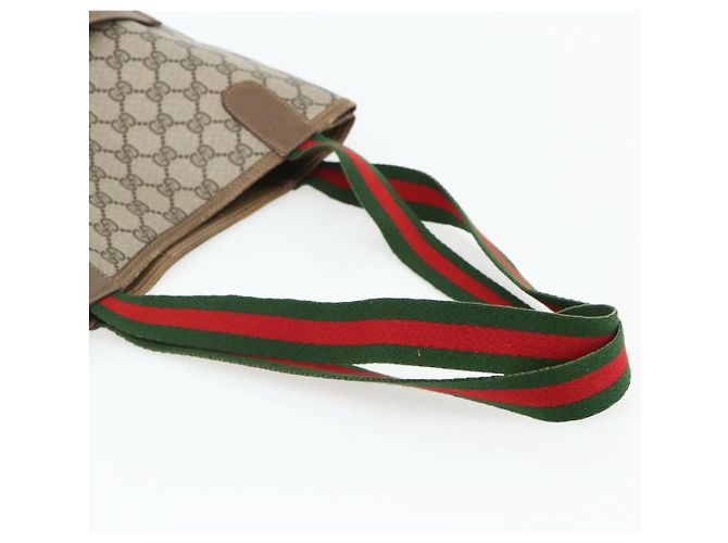 Borsa Tote GUCCI GG Supreme Web Sherry Line PVC Beige Red 3902003 Auth 180171 Rosso - vista 7
