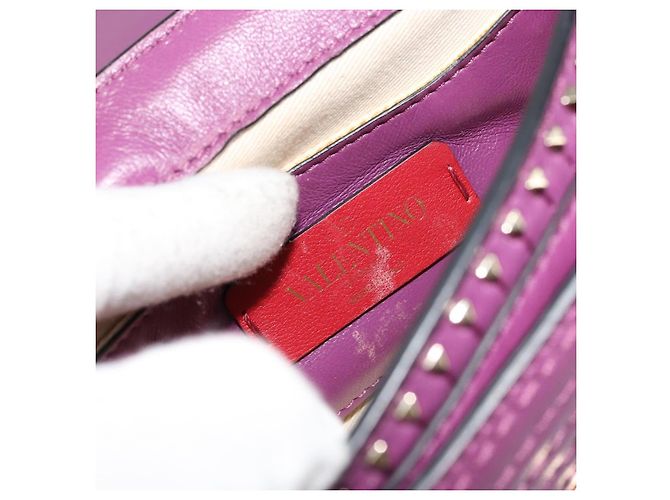 Borsa a tracolla VALENTINO Rock Studs in pelle 2way Viola Oro Auth 179216A D'oro Porpora - vista 10