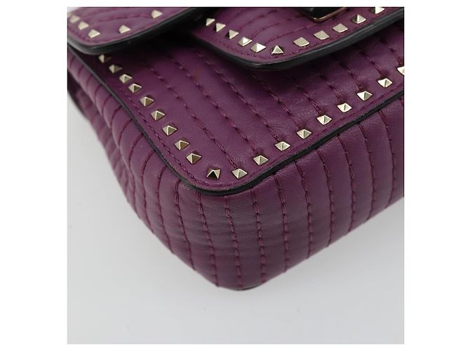 Borsa a tracolla VALENTINO Rock Studs in pelle 2way Viola Oro Auth 179216A D'oro Porpora - vista 15