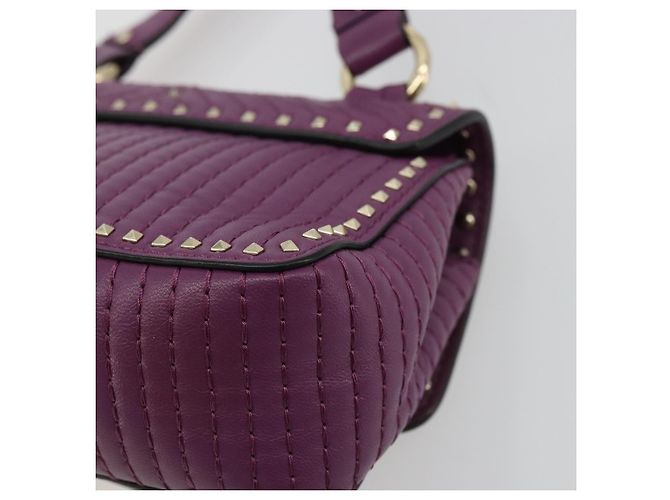 Borsa a tracolla VALENTINO Rock Studs in pelle 2way Viola Oro Auth 179216A D'oro Porpora - vista 16