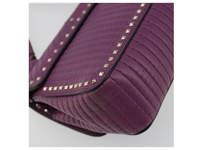 Borsa a tracolla VALENTINO Rock Studs in pelle 2way Viola Oro Auth 179216A D'oro Porpora - vista 17
