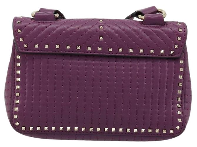 Borsa a tracolla VALENTINO Rock Studs in pelle 2way Viola Oro Auth 179216A D'oro Porpora - vista 2