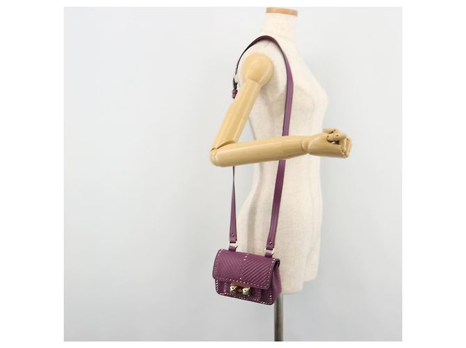Borsa a tracolla VALENTINO Rock Studs in pelle 2way Viola Oro Auth 179216A D'oro Porpora - vista 24