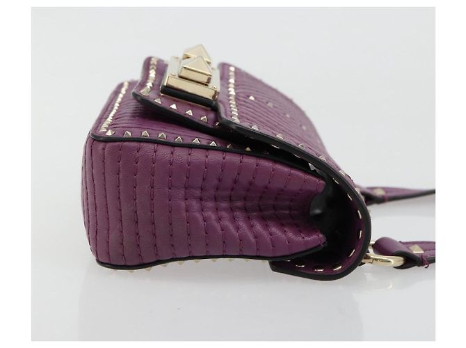 Borsa a tracolla VALENTINO Rock Studs in pelle 2way Viola Oro Auth 179216A D'oro Porpora - vista 3