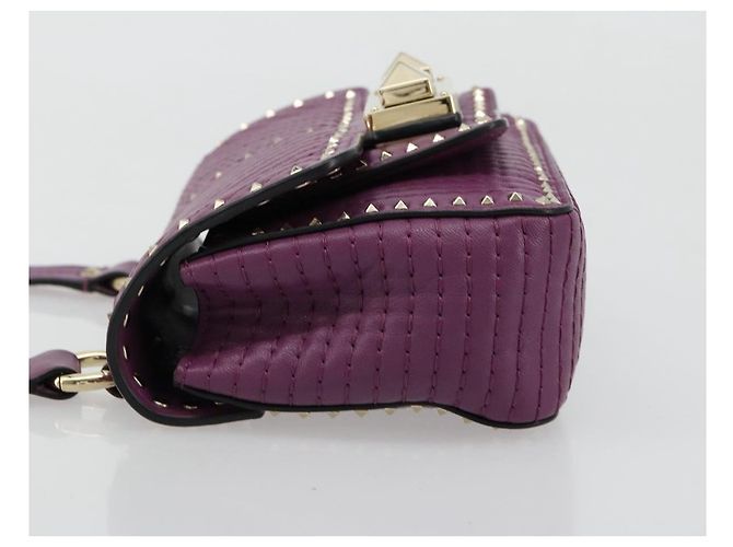Borsa a tracolla VALENTINO Rock Studs in pelle 2way Viola Oro Auth 179216A D'oro Porpora - vista 4