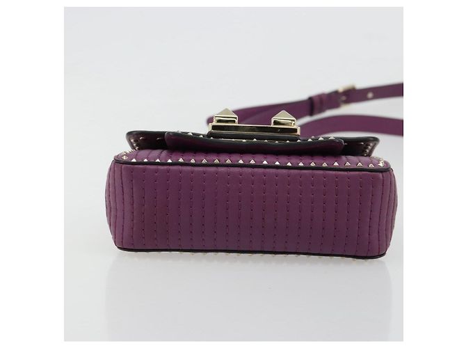 Borsa a tracolla VALENTINO Rock Studs in pelle 2way Viola Oro Auth 179216A D'oro Porpora - vista 5